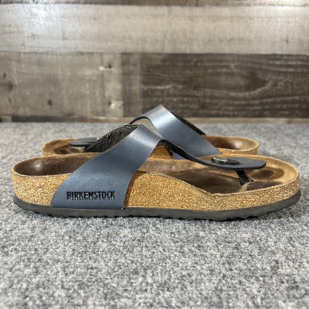Birkenstock Gizeh - Birko-Flor Metallic Blue Sandals EU 38/ US 7.5 - Picture 11 of 15